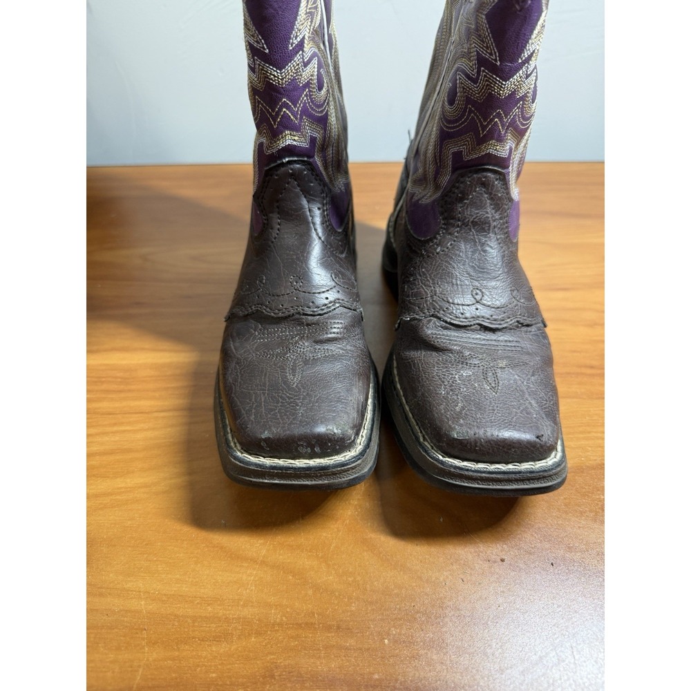Durango Lil' BT286 Youth Girls Dark Brown Purple Lacey 8" Western Boots Sz 3.5 - Picture 3 of 8